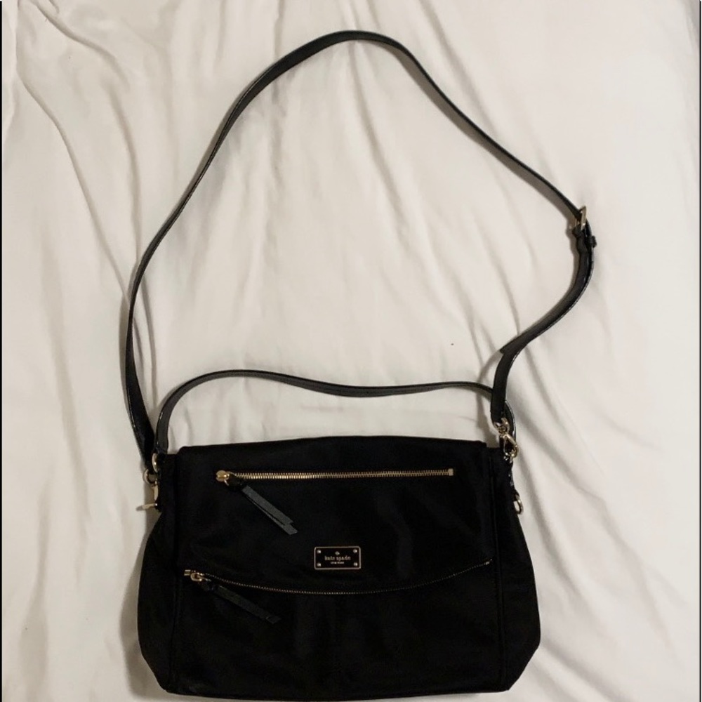Black nylon kate spade cross body purse